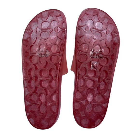 Coach Ulyssa Slide NWT Womens Size 10 Rubber Candy Apple Pink Slip On Sandals - Picture 7 of 11